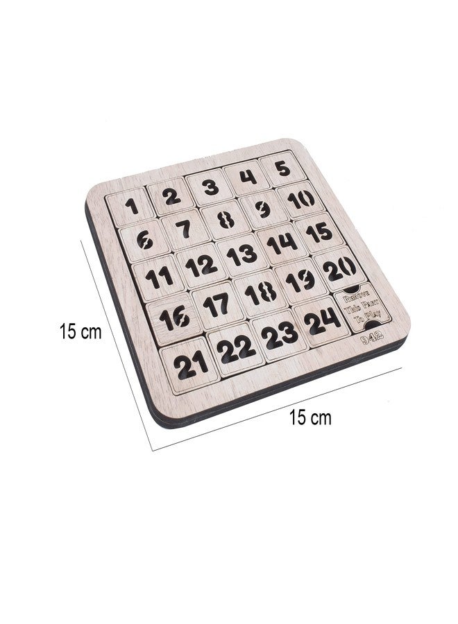 GLNRM Number Slide Wooden Puzzles 1 to 24 Educational Toy for Kids - Brain Teaser IQ Game - Non Interlocked Pieces (5 * 5) (1 to 24 Off White) - Image 2
